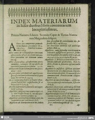 Index Materiarum in hisce duobus libris contentarum locupletissimus