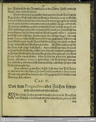 Cap. V. Von dem Prognostico oder Zeichen bevorstehenden lebens oder todes