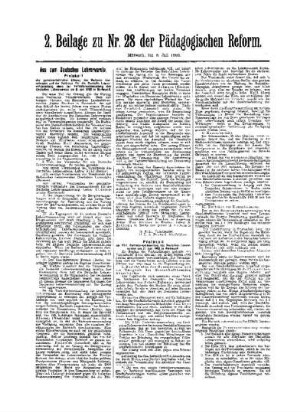Aus dem Deutschen Lehrerverein : 2. Beilage zu Nr. 28 der Pädagogischen Reform