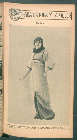 Modas - Traje de tarde, de tul rebordado "ficelle" [...] - [Fotografía] : Para la niña y la mujer