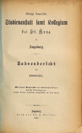 Jahresbericht : für d. Schuljahr .... 1889/90 (1890)