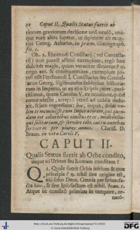 Caput II. Qualis Status fuerit ab Orbe condito, usque ad Urbem seu Romam conditam?
