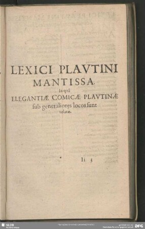 Lexici Plautini Mantissa