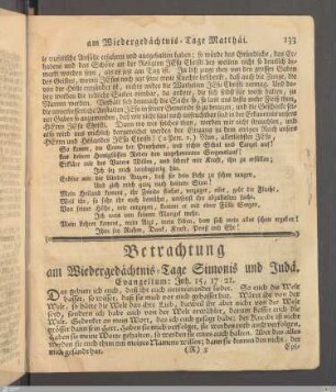 Betrachtung am Wiedergedächtnis - Tage Simonis und Judä.