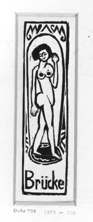 Vignette der Künstlergruppe Brücke : Kirchner, Ernst Ludwig. Vignette der Künstlergruppe Brücke. Holzschnitt; 110 x 29 mm. Dresden:Kupferstich-Kabinett A 1962-109, Dube 708