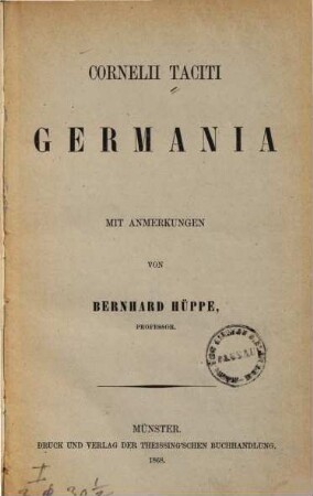 Cornelii Taciti Germania