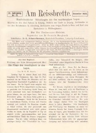 Nr. 12. Dezember 1904.