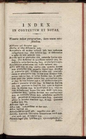 Index In Contextum Et Notas.