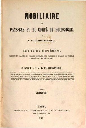 Nobiliaire des Pays-Bas et du comté de Bourgogne, [5]. Armorial