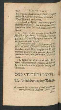 Constitutio XXVIII. Von Veränderung der Müntze