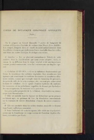 Cours De Botanique Coloniale Appliquée.