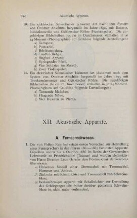XII. Akustische Apparate