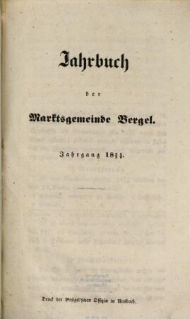 Jahrbücher der Marktsgemeinde Bergel. 1835/36, 1835/36 (1837)