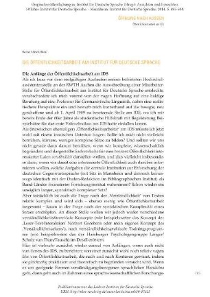 Die Öffentlichkeitsarbeit am Institut für Deutsche Sprache