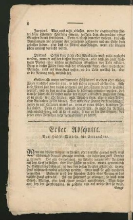 Erster Abschnitt. Von Hülfs-Mitteln für Ertrunckene