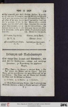 Uebungen und Nachahmungen