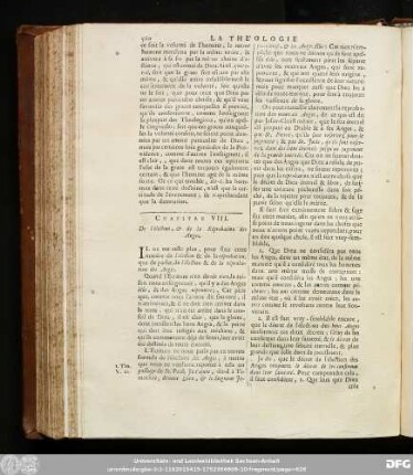 Chapitre VIII. De l'élection, & de la Réprobation des Anges.