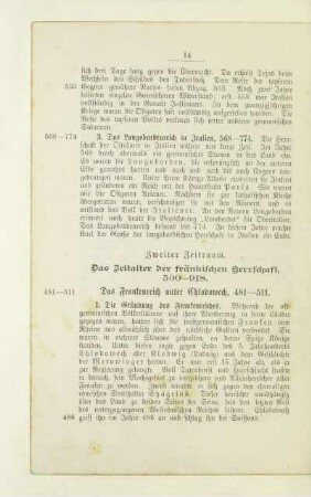 Zweiter Zeitraum. Das Zeitalter der fränkischen Herrschaft, 500 - 918