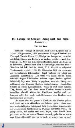 Die Vorlagen für Schillers "Gang nach dem Eisenhammer".