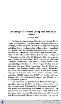 Die Vorlagen für Schillers "Gang nach dem Eisenhammer".