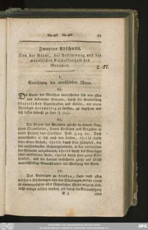 I. Einrichtung der menschlichen Natur.