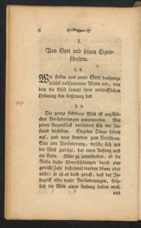 I. Von Gott und seinen Eigenschaften
