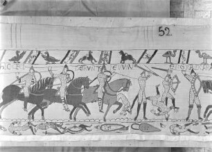 Der Teppich von Bayeux — 45. Szene: Harolds Brüder Leofwine und Gyrth fallen in der Schlacht