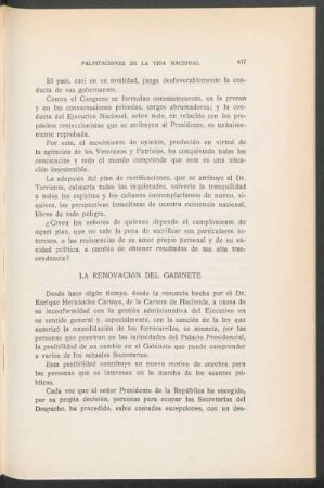 La renovación del Gabinete