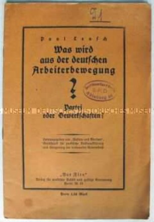 Streitschrift über die Perspektive der deutschen Arbeiterbewegung