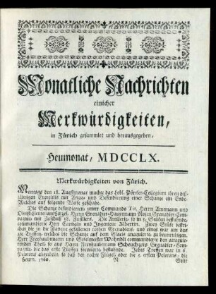 Heumonat, MDCCLX