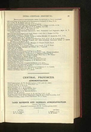 Officers employed in the Central Provinces and Berar