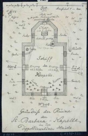 Grundriss der St. Barbarakapelle in der Dippoldiswalder Heide