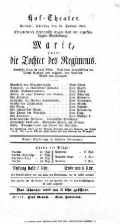 Marie, oder: die Tochter des Regiments