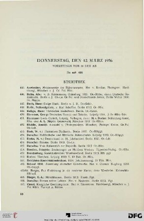 Donnerstag, den 12. März 1936: Vormittags von 10 Uhr ab (Nr. 445-606)