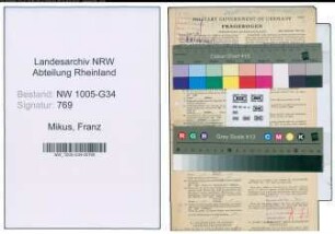 Entnazifizierung Franz Mikus , geb. 09.02.1911 (Dentist)