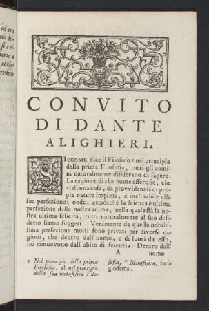 Convito Di Dante Alighieri.