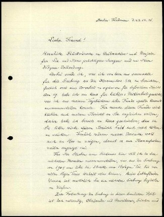 Anlage I. A. Brueckner an H. Knackfuß