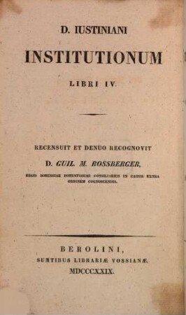 Die Institutionen des Kaiser Justinian
