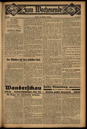 Zweite Ausgabe vom Sonntag, den 30. August 1931.