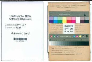 Entnazifizierung Josef Matheisen , geb. 12.08.1899 (Arbeiter)
