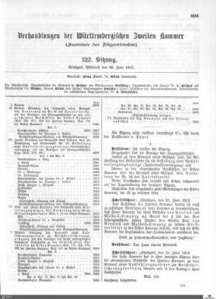 122. Sitzung, Stuttgart, 26.6.1912