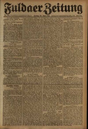 Erste Ausgabe vom Freitag, den 28. Juni 1918.