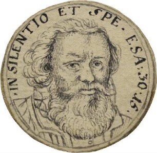 Federzeichnung nach einer runden Medaille auf Conrad Dieterich aus dem Jahr 1623