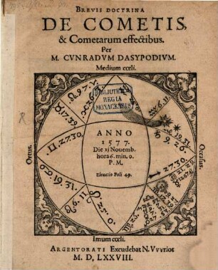 Brevis Doctrina De Cometis & Cometarum effectibus