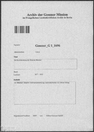 Die Buchhandlung der Gossner Mission