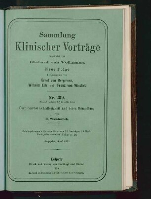 Über nervöse Schlaflosigkeit und deren Behandlung