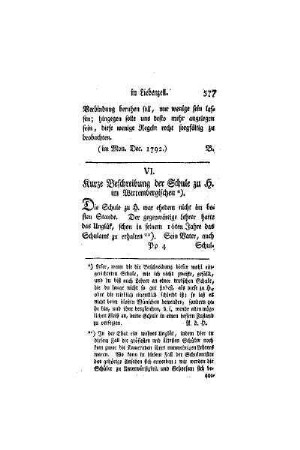 Kurze Beschreibung der Schule zu H. im Wirtembergischen