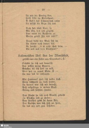 Salomosches Urtl iber der Menschhät, gefällt vun enn Säler aus Lippsdorf i. S.