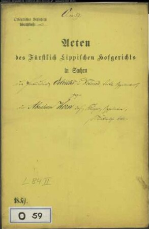 Oelrichs, Partikulier in Detmold gegen Abraham in Horn