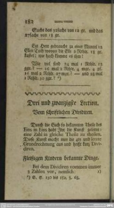 Drei und zwanzigste Lection. Vom schriftlichen Dividiren